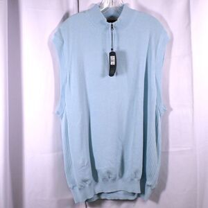 New W/ Damage Greg Norman Mens XXL 2XL Blue 1/2 Zip Sleeveless Sweater Vest Pima